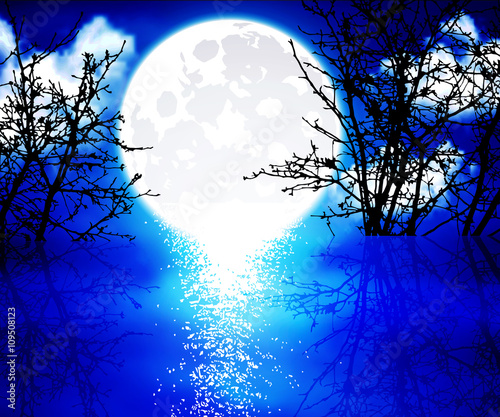 full moon over the lake