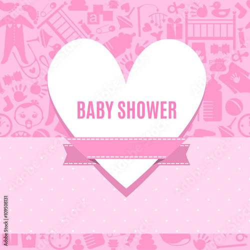 Baby shower card in pink color