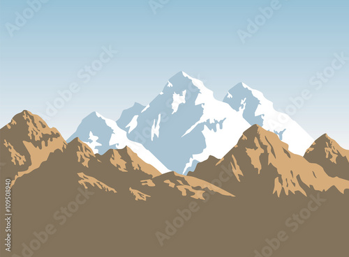 snowcapped mountains and brown rocks - background