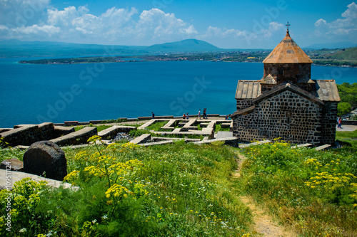 Territory Sevanavank monastery on Sevan lake, Armenia photo