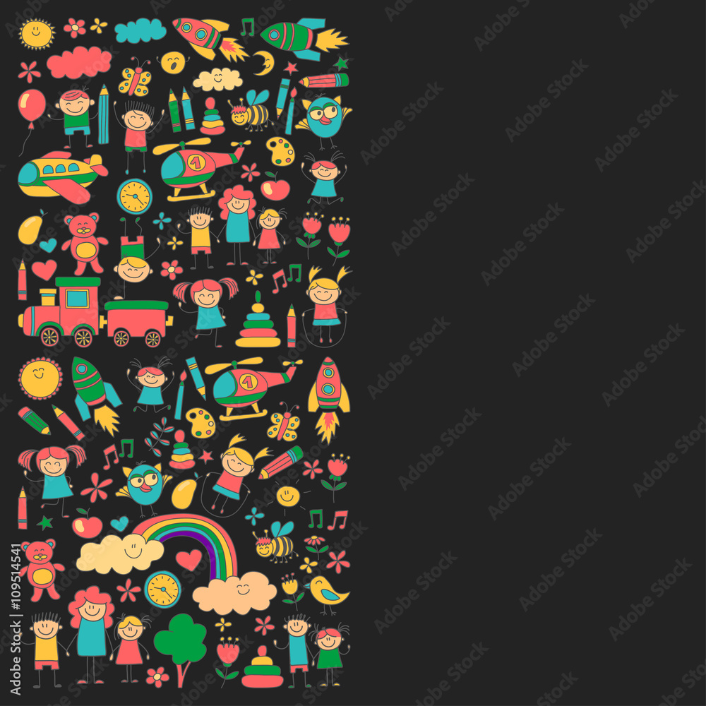 Obraz premium Vector set of kindergarten images