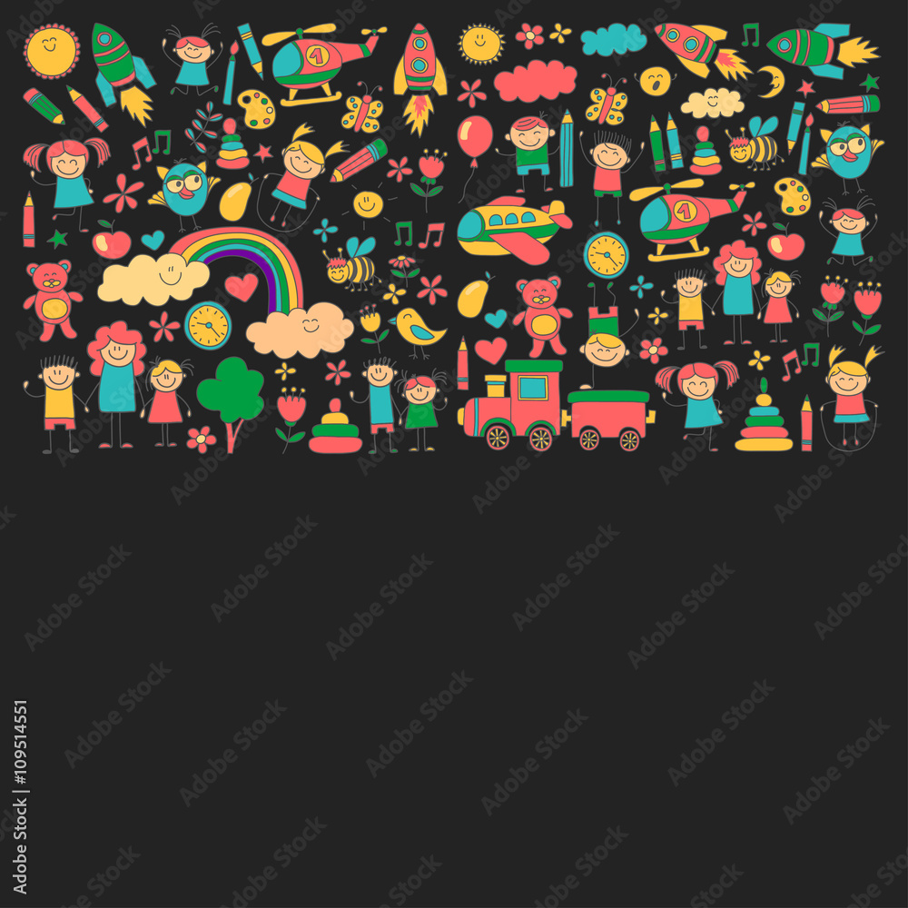  Vector set of kindergarten images Stock Vector 