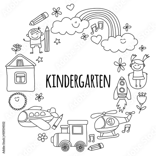 Vector set of kindergarten images
