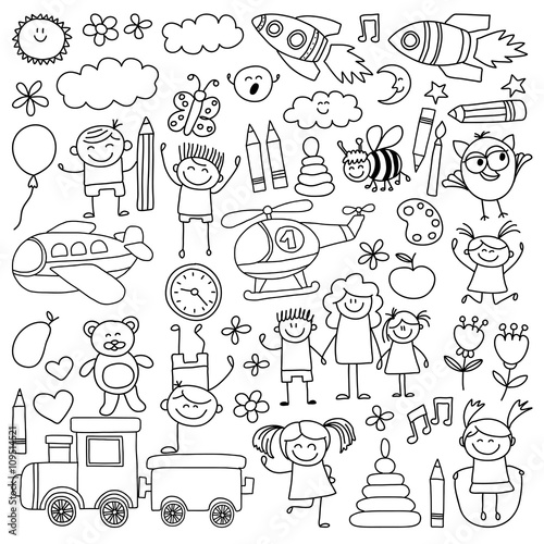 Vector set of kindergarten images