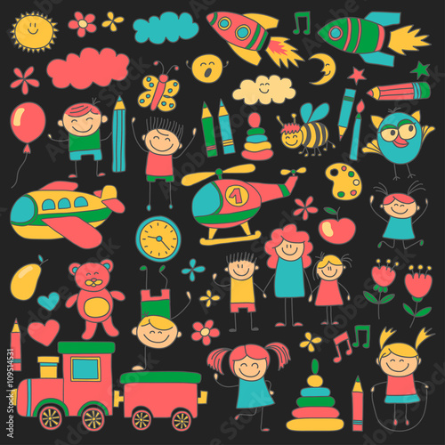 Vector set of kindergarten images