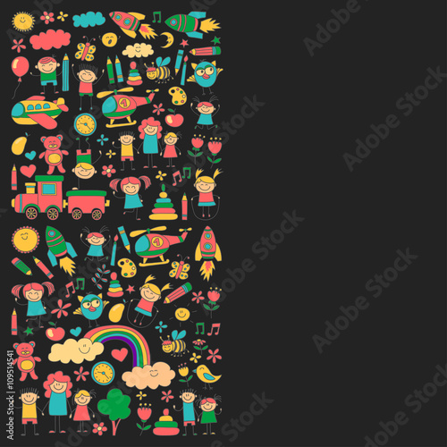 Vector set of kindergarten images