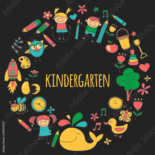 Vector set of kindergarten images