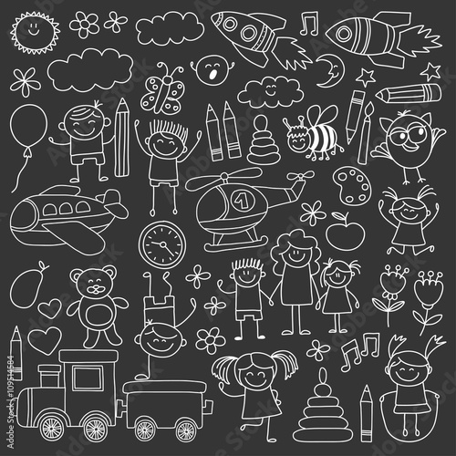 Vector set of kindergarten images