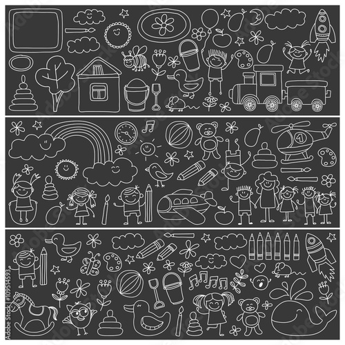 Vector set of kindergarten images