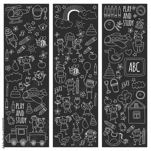 Vector set of kindergarten images