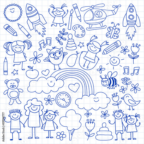 Vector set of kindergarten images