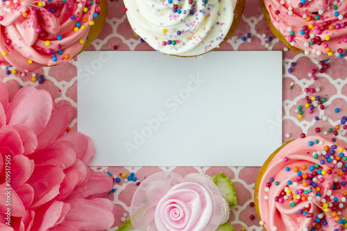 placard with cupcakes.