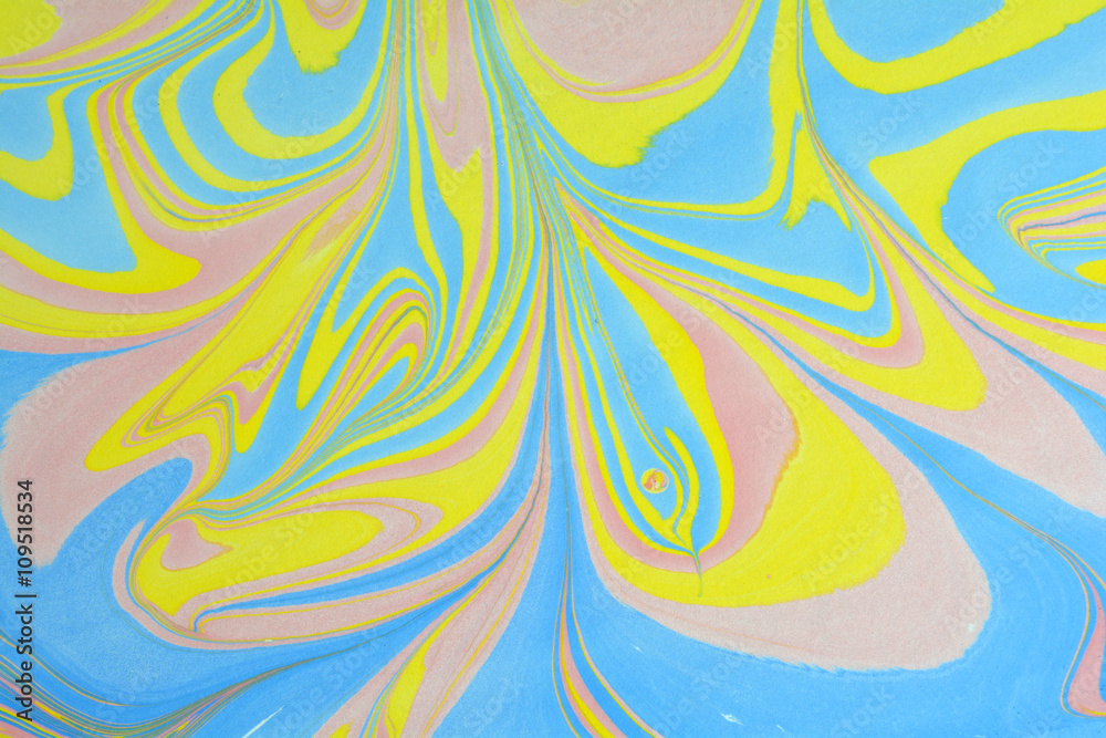 Marbled liquid unique pattern. Ethnic ebru marbling abstract unique wave background. Ebru marble style texture. Paint spills on highly textured paper. Japanese paper.