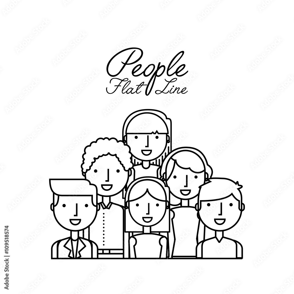 people flat line design 