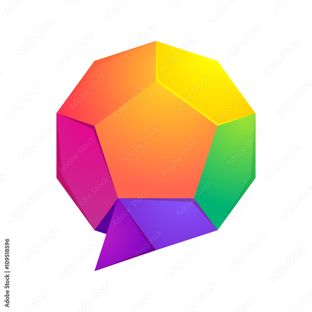 Low poly sphere speech bubble logo.