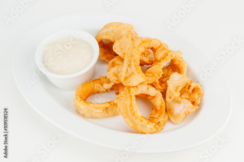 Squid rings in crispy tempura