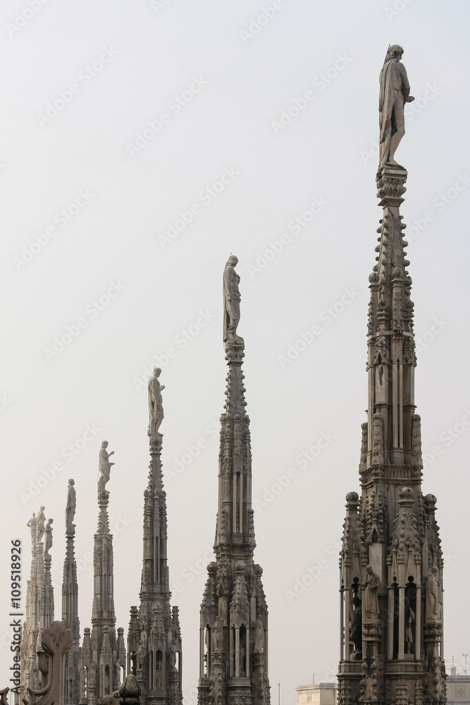 Detail of the skyline of the Duomo in Milan Detail of the skyline of the Duomo in Milan