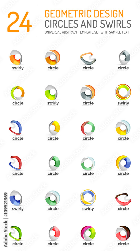 Geometric abstract circles and swirls icon set Geometric abstract circles and swirls icon set