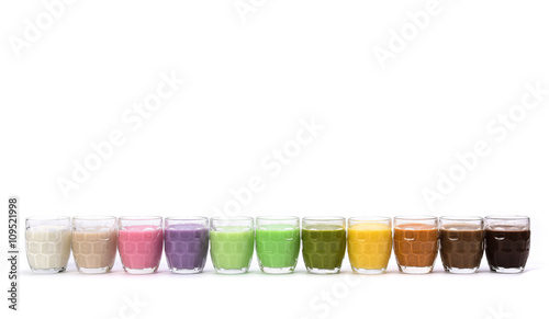 Various Milk Cocktail on white background