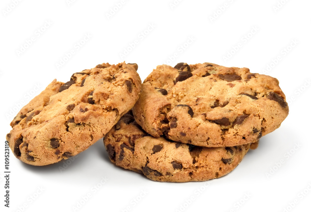 chocolate cookies. Arrangement, isolated on white. chocolate cookies. Arrangement, isolated on white.