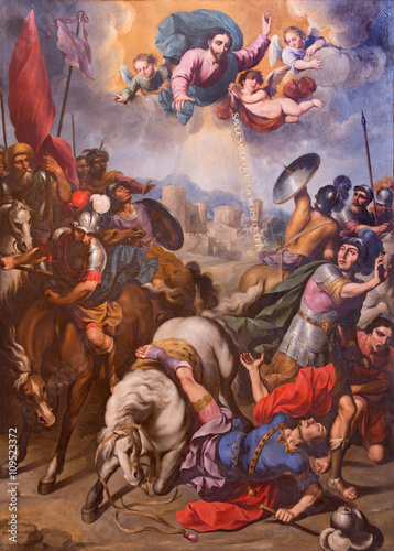 SEGOVIA, SPAIN, APRIL - 14, 2016: The Conversion of St. Paul painting by Ignacio de Ries (1612 - 1661) in Cathedral Nuestra Senora de la Asuncion y de San Frutos de Segovia. photo