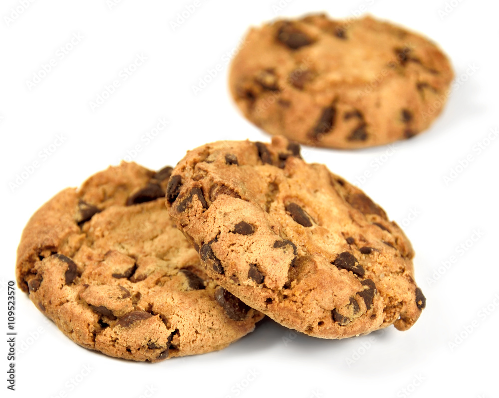 chocolate cookies. Arrangement, isolated on white. chocolate cookies. Arrangement, isolated on white.