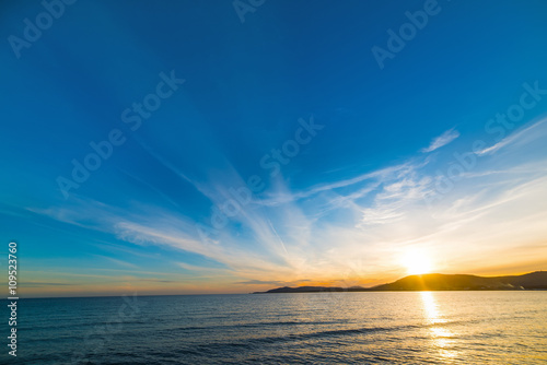 clear sky over Alghero sea at sunset