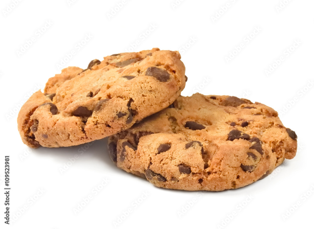 chocolate cookies. Arrangement, isolated on white. chocolate cookies. Arrangement, isolated on white.