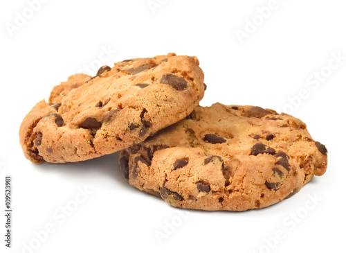 chocolate cookies. Arrangement  isolated on white. 