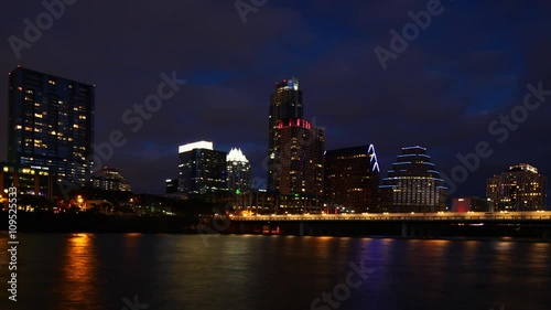 4K UltraHD Timelapse of the Austin skyline at night photo