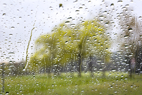 Obraz na płótnie Rainy spring day, photographed from the car w salonie