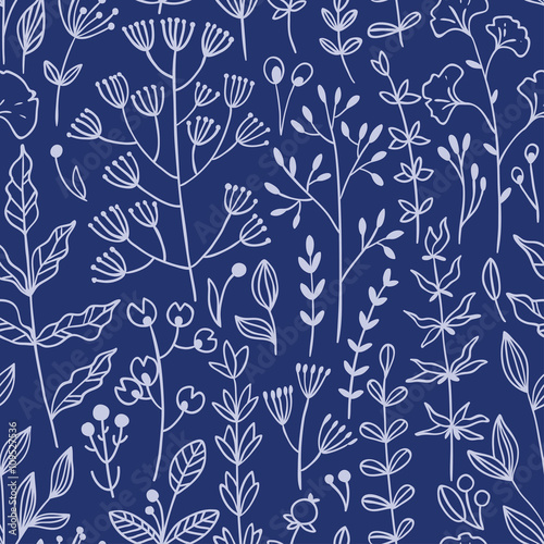 Seamless floral pattern with twigs