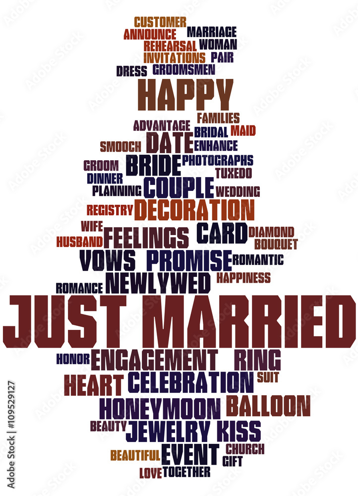 Obraz premium Just Married, word cloud concept 6