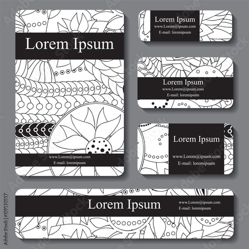 stock vector set of business card. decorative ornament. doodle d