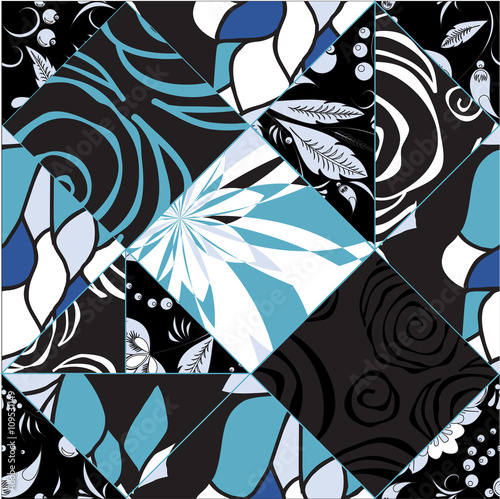 stock vector seamless patchwork pattern. oriental or russian flo