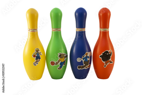 Children colored pins with images on a transparent background