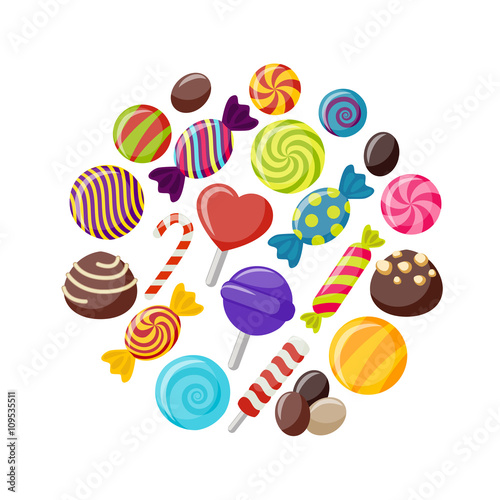 Sweet Candies Flat Icons Set