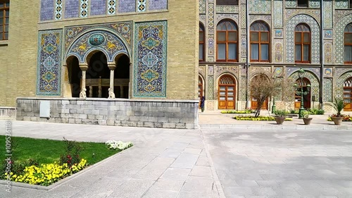 in iran antique palace golestan gate and garden old eritage and historical place
