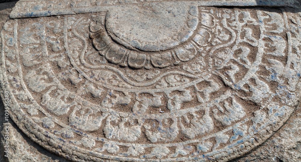 Sandakada pahana elephants in Polonnaruwa city temple UNESCO