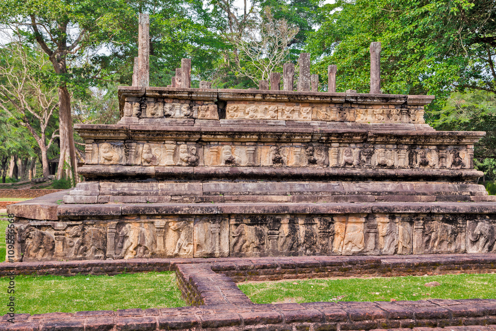 Ancient Council Chamber ruins in Polonnaruwa city temple Sri Lan