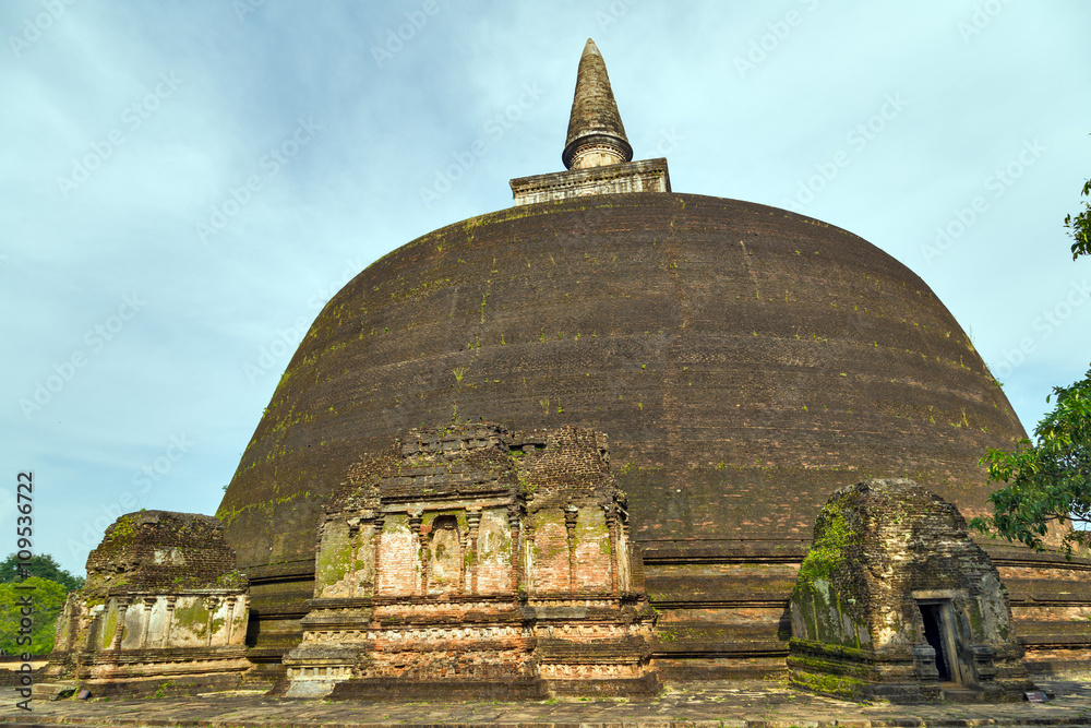 stupa Ancient City ruins in Polonnaruwa city temple Sri Lanka. W