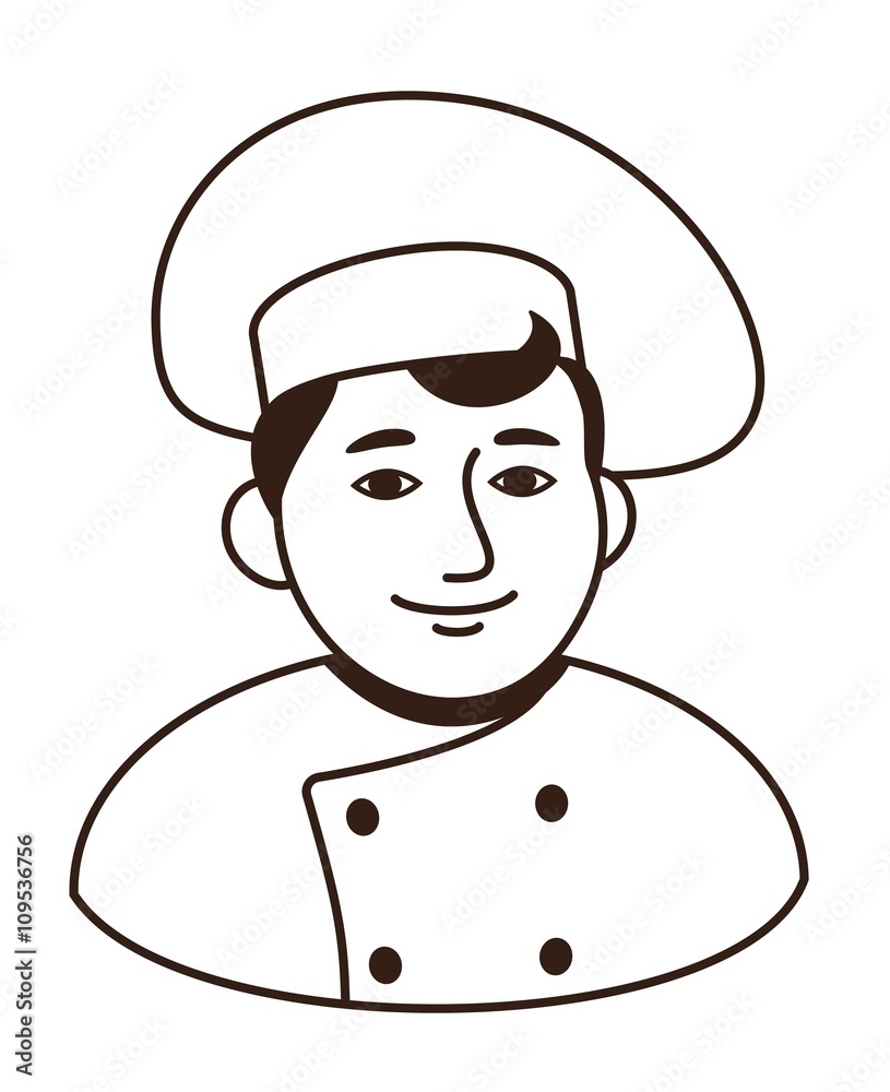 italian chief-cook logo black-white isolated cartoon isolated vector ...