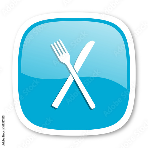 Bild auf Leinwand restaurant blue glossy web icon