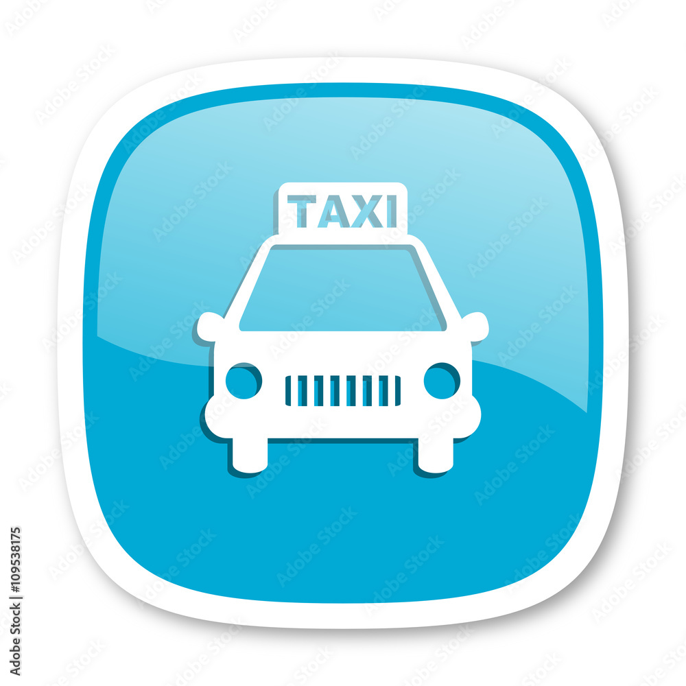 taxi blue glossy web icon