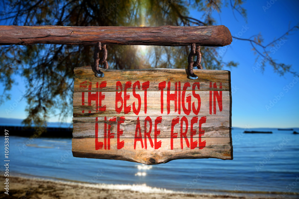 Fototapeta premium The best thigs in life are free motivational phrase sign
