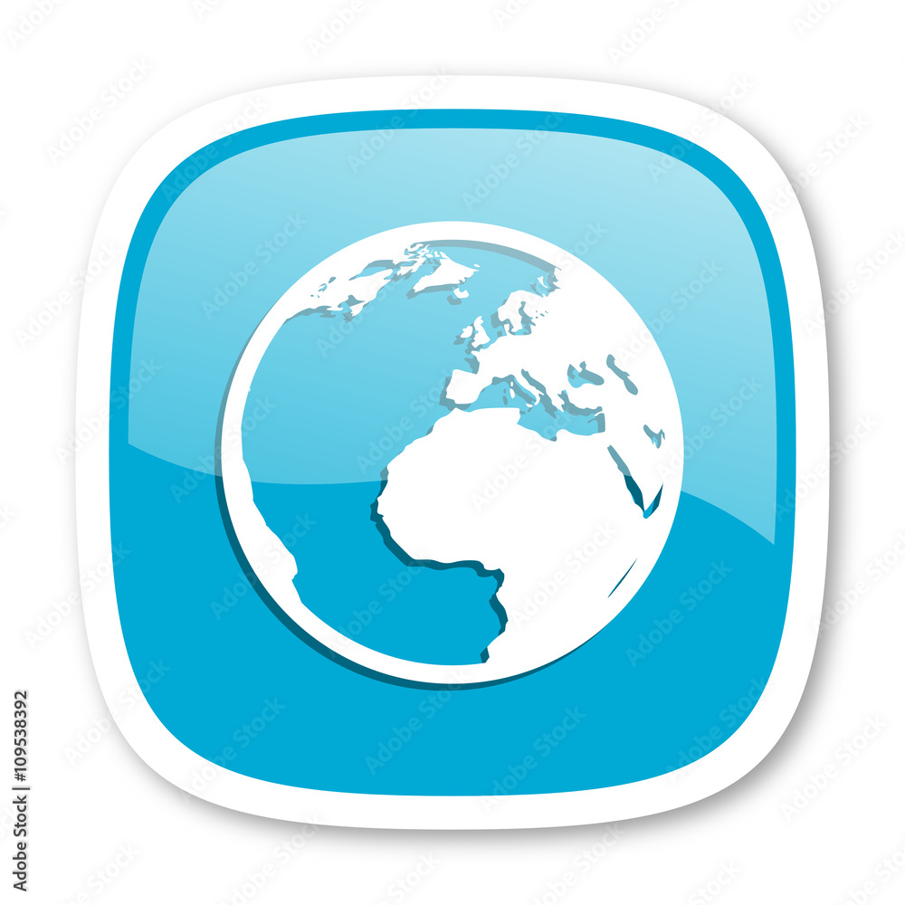 earth blue glossy web icon