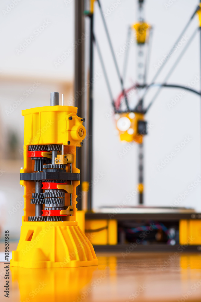 Fototapeta premium Model on 3d printed standing the table 