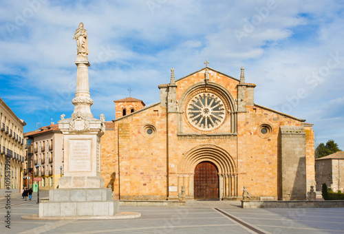 AVILA, SPAIN, APRIL - 18, 2016: The Facade of church Iglesia de San Pedro  photo