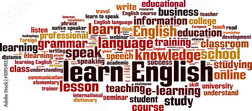 Learn English word cloud concept. Vector illustration