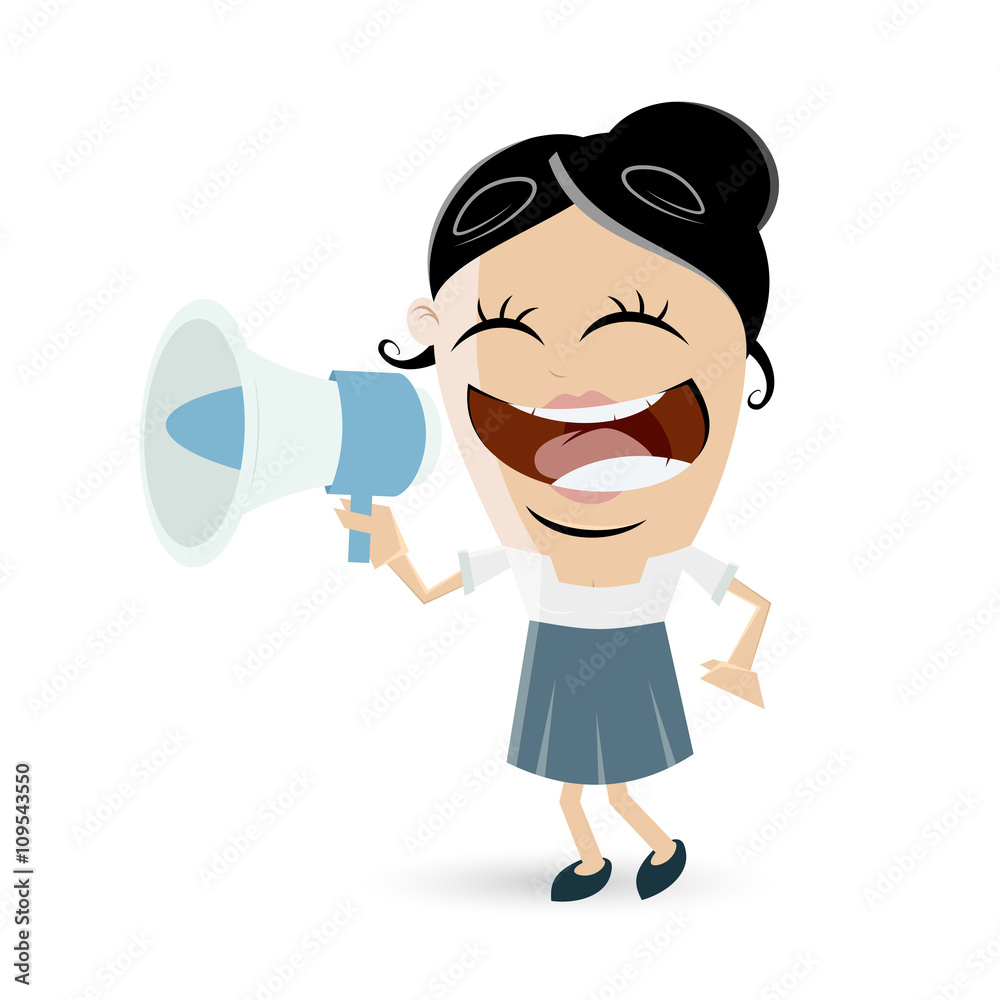 funny businesswoman with megaphone funny businesswoman with megaphone